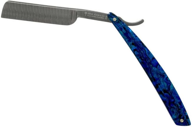 Böker Manufaktur Damascus Paua 140525DAM Straight Razor 1 Böker Manufaktur Damascus Paua 140525DAM Straight Razor