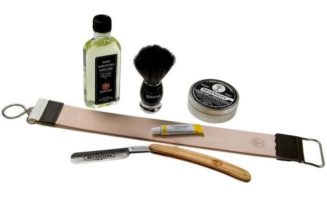 Böker Stainless Olive Set 140537SET Shaving Set 1 Böker Stainless Olive Set 140537SET Shaving Set