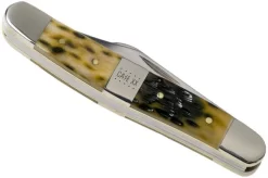 Case Stockman, Tang Stamp Series, Peach Seed Jig, Olive Green Bone 21518, 6347 SS Pocket Knife -Sharp Knives CE21518 04 case