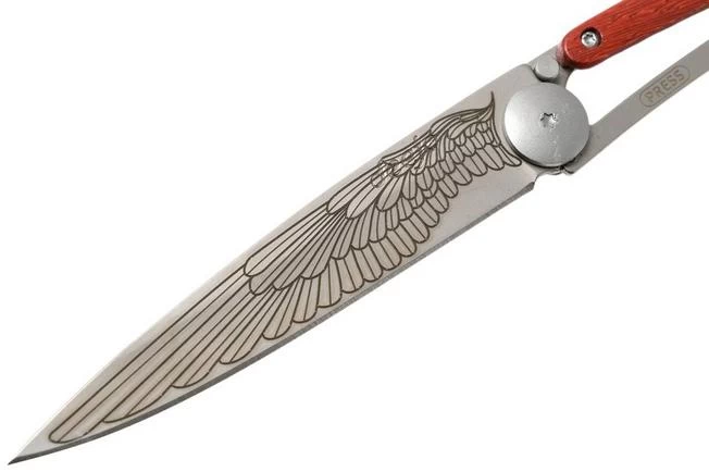 Deejo Tattoo 37g, Coral Wood, Wing 1CB016 Pocket Knife 3 Deejo Tattoo 37g, Coral Wood, Wing 1CB016 Pocket Knife - Image 3