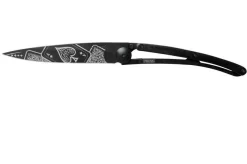 Deejo Tattoo Black 37g, Ebony, Good Luck 1GB000151 Pocket Knife