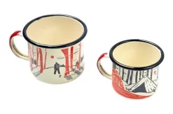 Knivesandtools Enamel Set E-SET-02, Mugs 8 Cm & 10 Cm, Enamel Mugs -Sharp Knives KT E SET 02 04 kato
