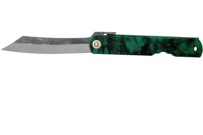 Higonokami Pocket Knife 7.3 Cm HIGOCJB, Blue Paper Steel, Jade Black Green Glitter Enamel 1 Higonokami Pocket Knife 7.3 Cm HIGOCJB, Blue Paper Steel, Jade Black Green Glitter Enamel