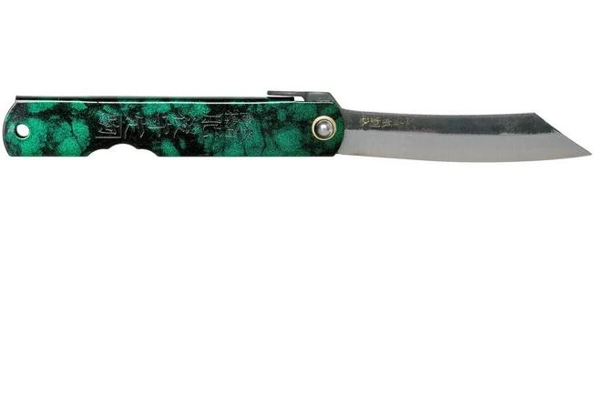 Higonokami Pocket Knife 7.3 Cm HIGOCJB, Blue Paper Steel, Jade Black Green Glitter Enamel 2 Higonokami Pocket Knife 7.3 Cm HIGOCJB, Blue Paper Steel, Jade Black Green Glitter Enamel - Image 2