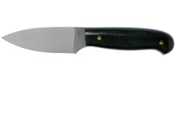 LT Wright Patriot, A2, Polished Black Micarta, Blue Liners, Leather Sheath, Outdoor Knife