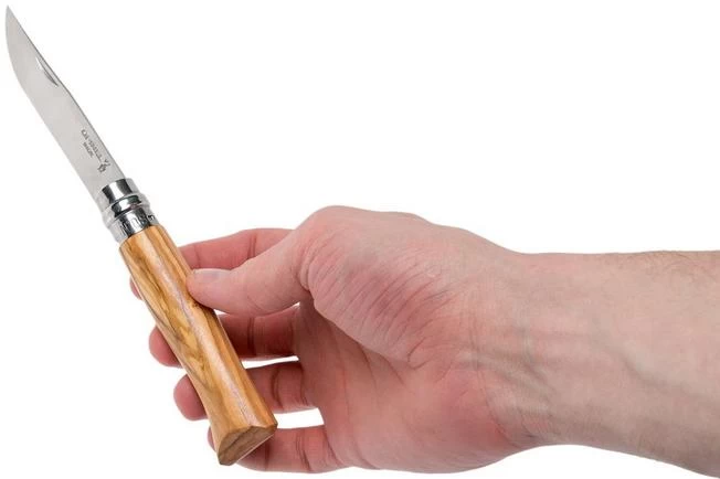 Opinel Pocket Knife No. 8 Luxury Range With Leather Sheath, Olive Wood 8 Opinel Pocket Knife No. 8 Luxury Range With Leather Sheath, Olive Wood - Image 8