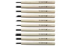 Yoshiharu W-10 Mitomoto Japanese Wood Carving Knives, Set Of 10 In Cloth Pouch