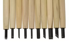 Yoshiharu W-10 Mitomoto Japanese Wood Carving Knives, Set Of 10 In Cloth Pouch -Sharp Knives YSH 016 03 yoshiharu